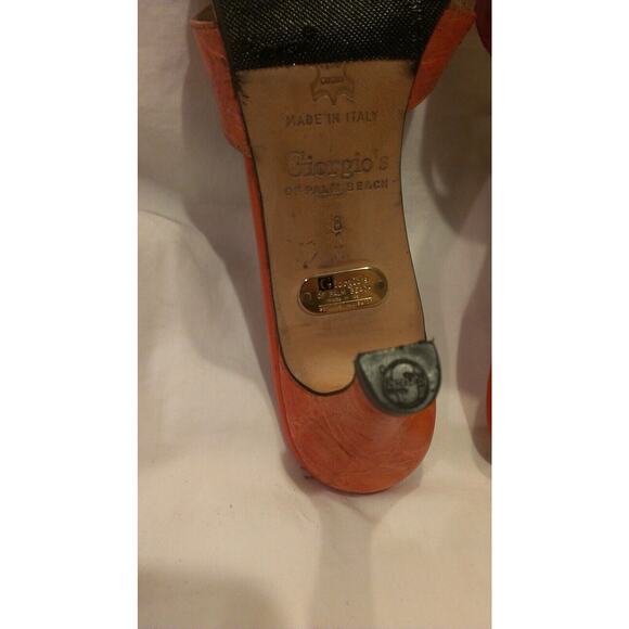 Giorgio's of Palm Beach Tangerine Orange Alligator Strappy Heels Shoes size 8 M - Picture 6 of 6